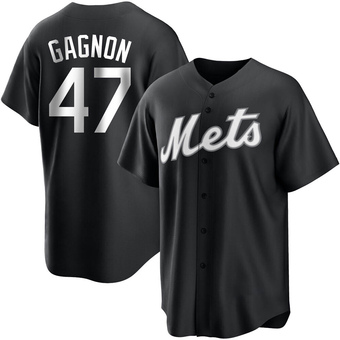 Men's Drew Gagnon New York Black/White Replica Baseball Jersey (Unsigned No Brands/Logos)