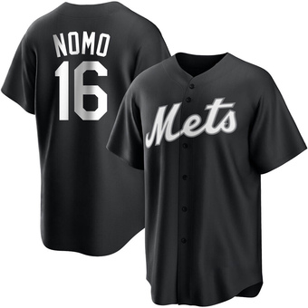 Men's Hideo Nomo New York Black/White Replica Baseball Jersey (Unsigned No Brands/Logos)