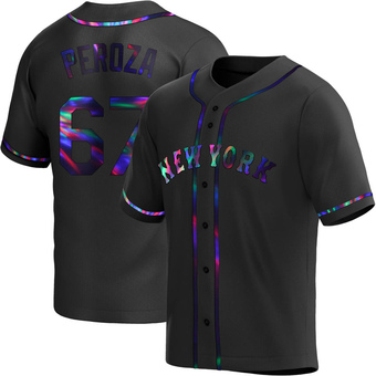 Men's Jose Peroza New York Black Holographic Replica Alternate Baseball Jersey (Unsigned No Brands/Logos)