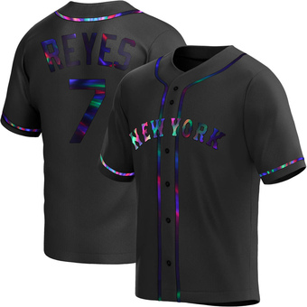Men's Jose Reyes New York Black Holographic Replica Alternate Baseball Jersey (Unsigned No Brands/Logos)