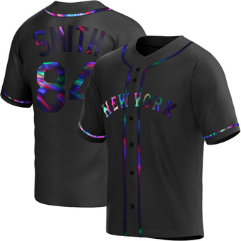 Men's Kevin Smith New York Black Holographic Replica Alternate Baseball Jersey (Unsigned No Brands/Logos)