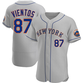Men's Mark Vientos New York Gray Authentic Road Baseball Jersey (Unsigned No Brands/Logos)