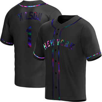 Men's Mookie Wilson New York Black Holographic Replica Alternate Baseball Jersey (Unsigned No Brands/Logos)