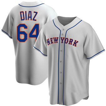 Men's Yennsy Diaz New York Gray Replica Road Baseball Jersey (Unsigned No Brands/Logos)