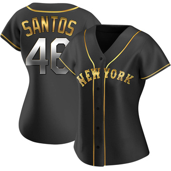 Women's Antonio Santos New York Black Golden Replica Alternate Baseball Jersey (Unsigned No Brands/Logos)