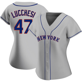 Women's Joey Lucchesi New York Gray Authentic Road Baseball Jersey (Unsigned No Brands/Logos)