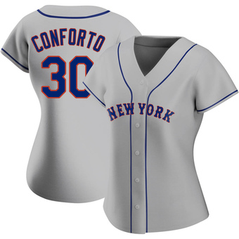 Women's Michael Conforto New York Gray Replica Road Baseball Jersey (Unsigned No Brands/Logos)