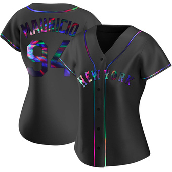 Women's Ronny Mauricio New York Black Holographic Replica Alternate Baseball Jersey (Unsigned No Brands/Logos)