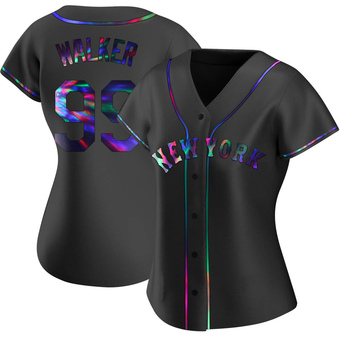Women's Taijuan Walker New York Black Holographic Replica Alternate Baseball Jersey (Unsigned No Brands/Logos)