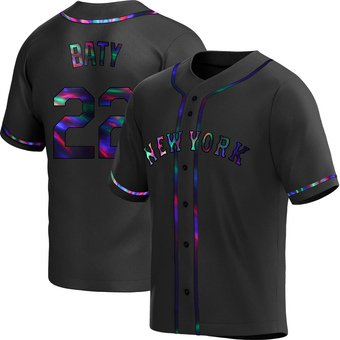 Youth Brett Baty New York Black Holographic Replica Alternate Baseball Jersey (Unsigned No Brands/Logos)