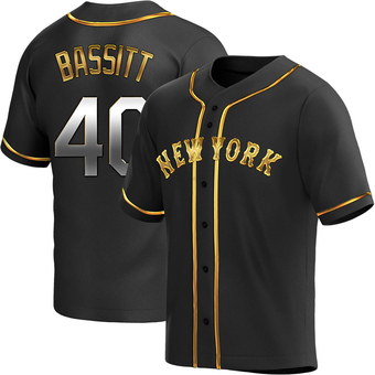 Youth Chris Bassitt New York Black Golden Replica Alternate Baseball Jersey (Unsigned No Brands/Logos)