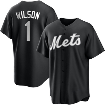 Youth Mookie Wilson New York Black/White Replica Baseball Jersey (Unsigned No Brands/Logos)